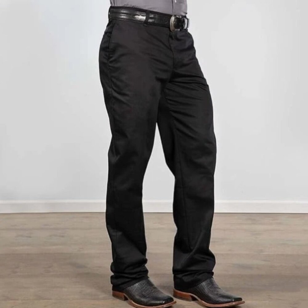 NWT Mens Wrangler Size 38x30 Flat Front No Iron Perfect Fit Khaki Pants Black - Picture 2 of 12